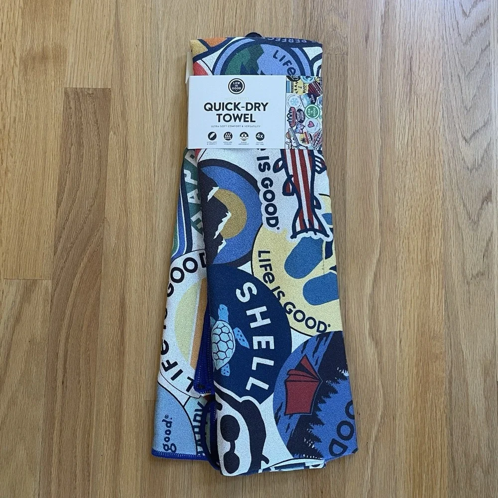 Life Is Good Quick Dry Micro Terry Towel 72.5 X 30 Inch New In Packaging